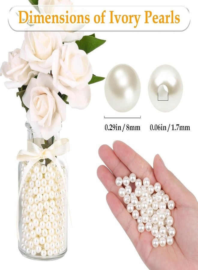 Tdas 600+ pcs 8 mm Beads for Jewellery Making kit Pearl moti DIY Craft Crystal Charms Materials Set Bracelet Earring Pearls with one Elastic roll - White Colour (8 MM White) - Image 5
